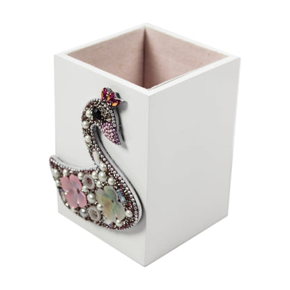 Multicolour Beaded / Pearl Swan Design with Lac Work Pen Holder