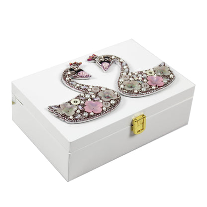 Multicolour Beaded / Pearl Swan Design Multipurpose Storage Box