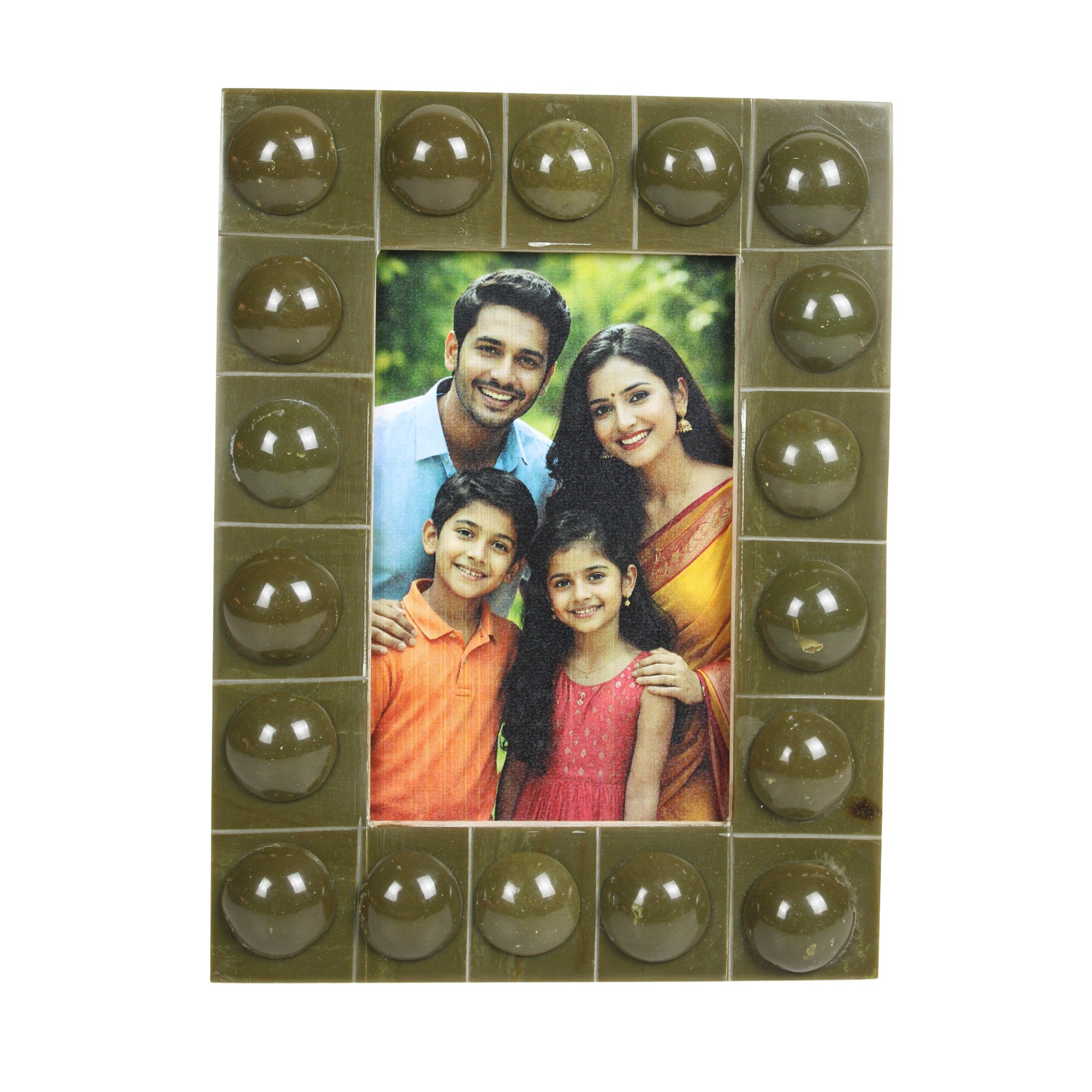 Artisan Olive Green Studded Resin Photo Frame