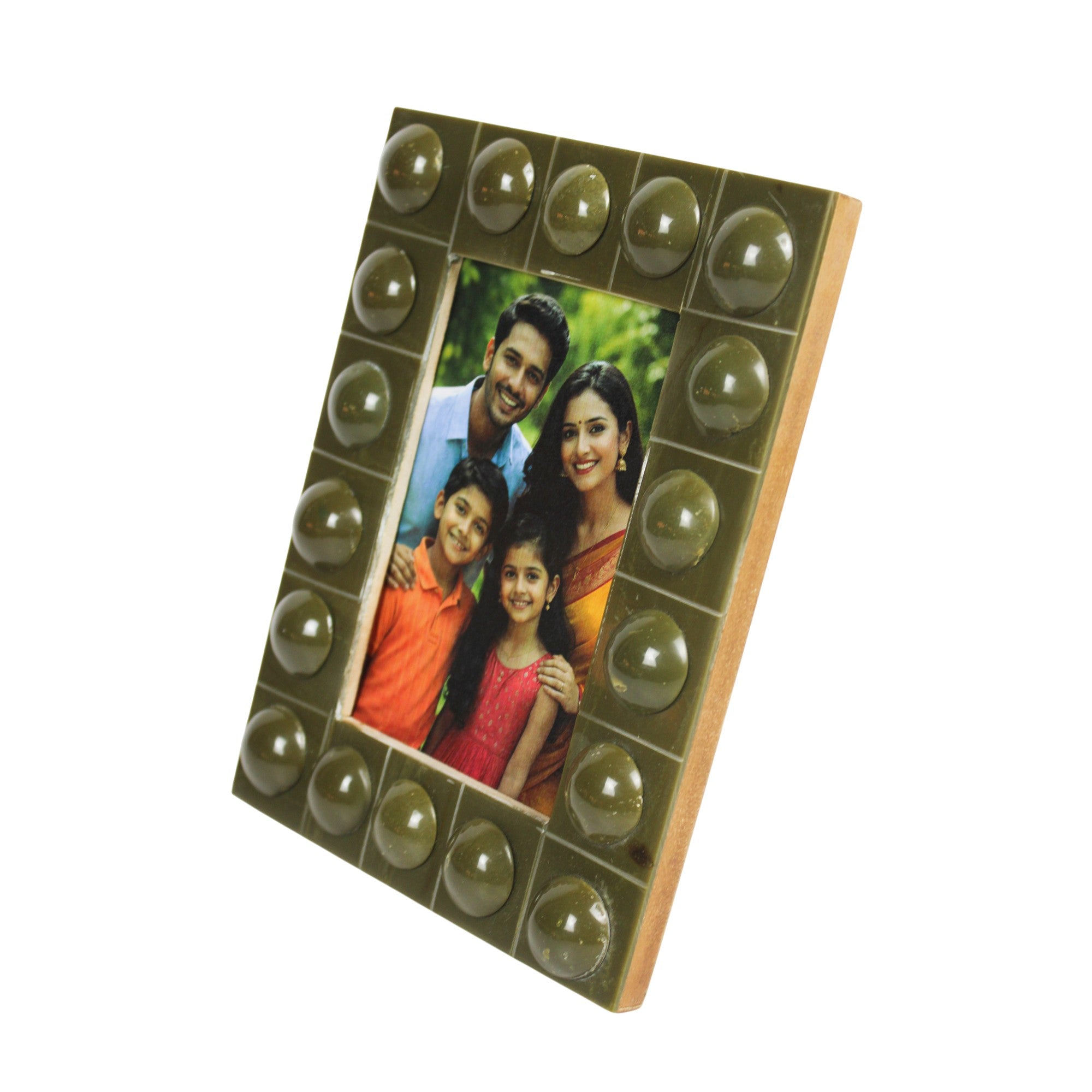 Artisan Olive Green Studded Resin Photo Frame
