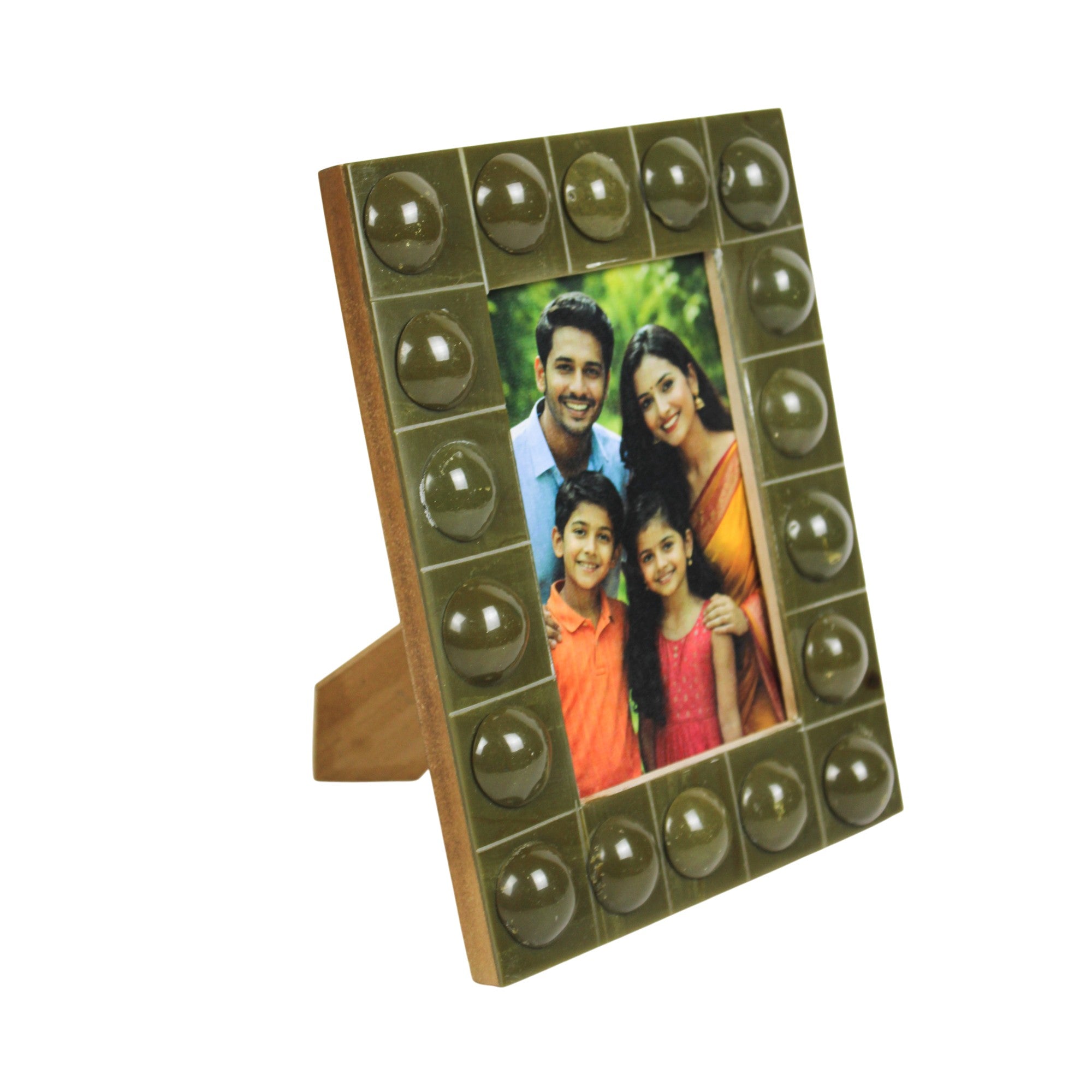 Artisan Olive Green Studded Resin Photo Frame