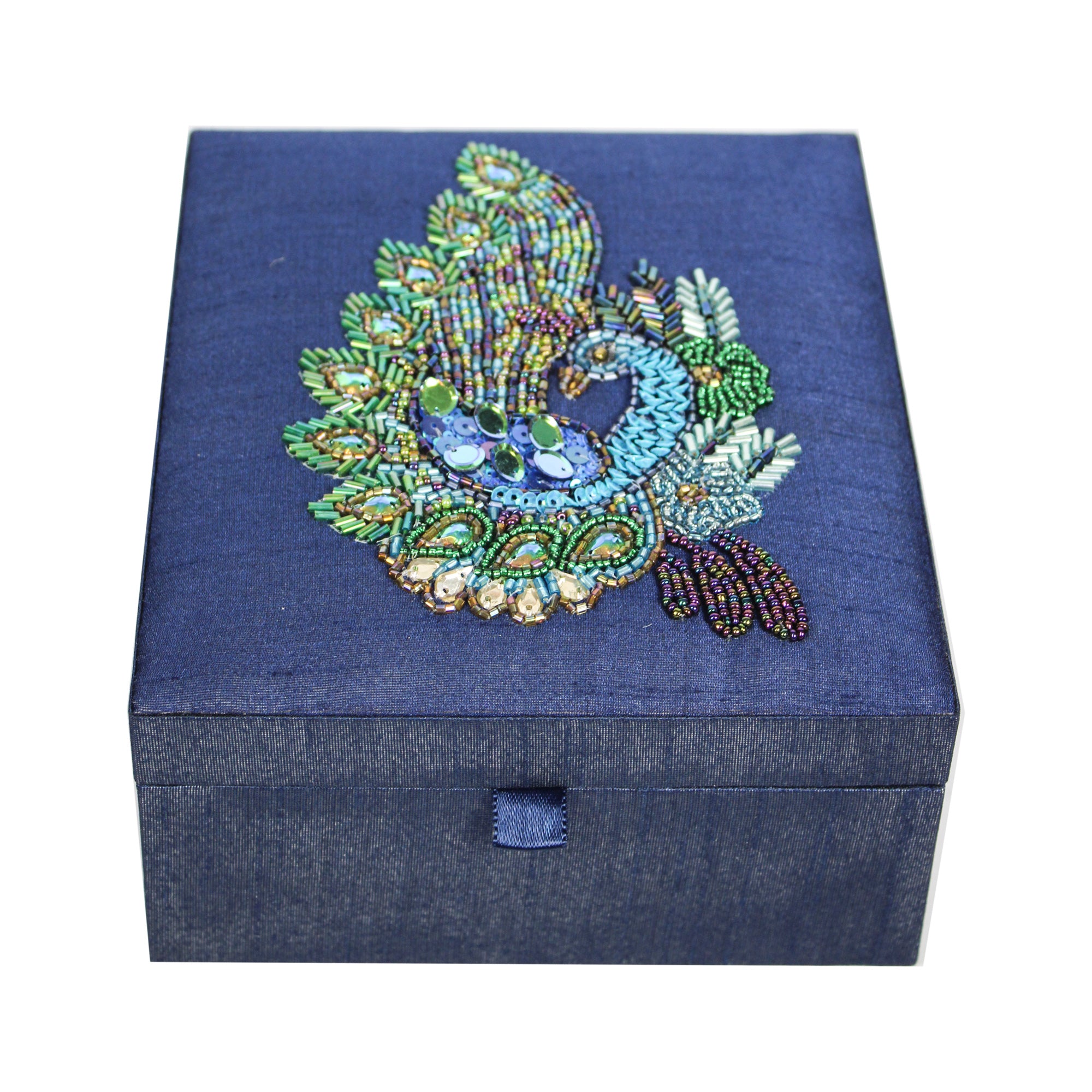 Peacock Embroidered Jewellery Box