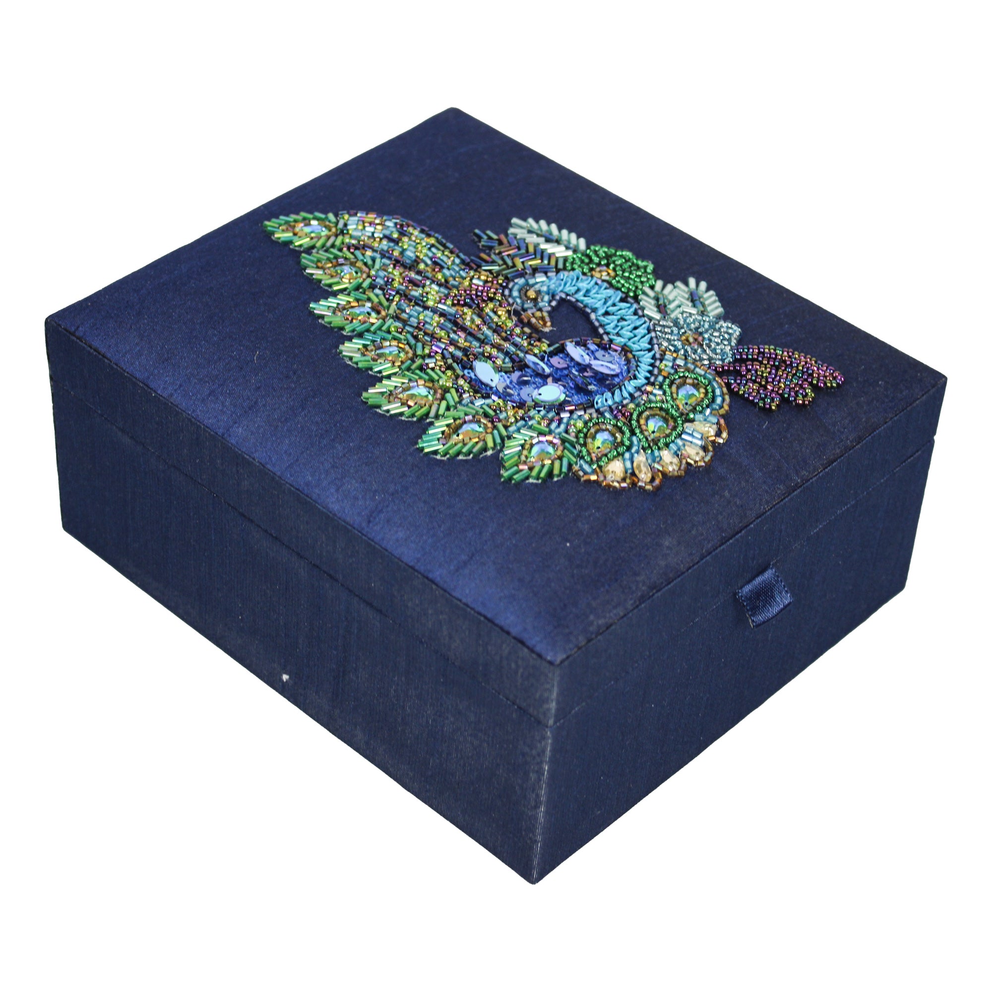 Peacock Embroidered Jewellery Box
