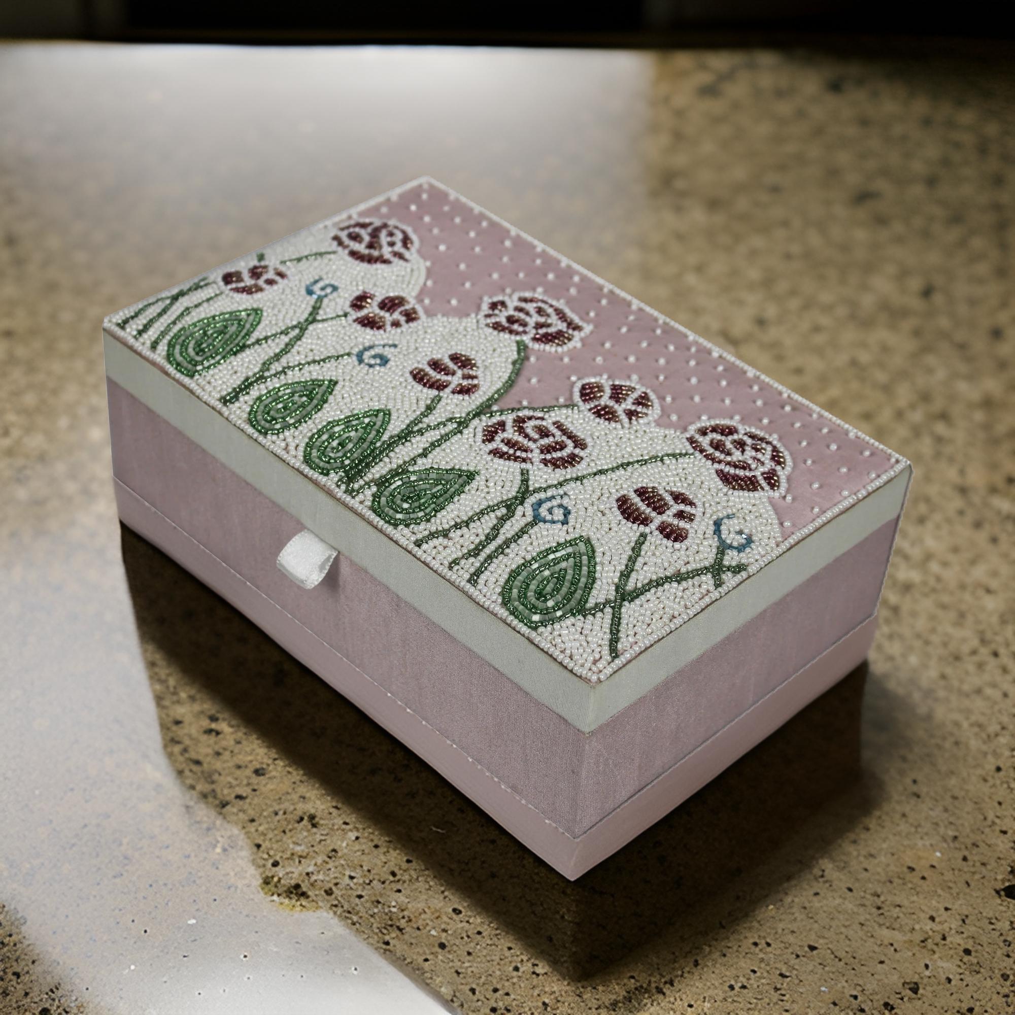  Flower Embroidered Jewellery Box 