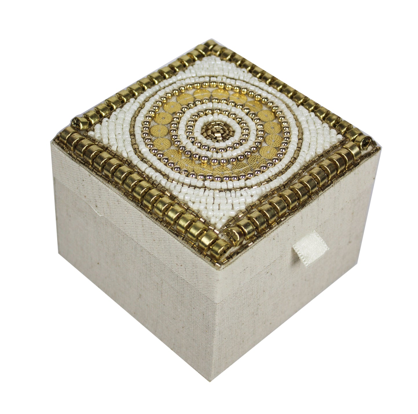 Beige Embroidered Jewellery Box