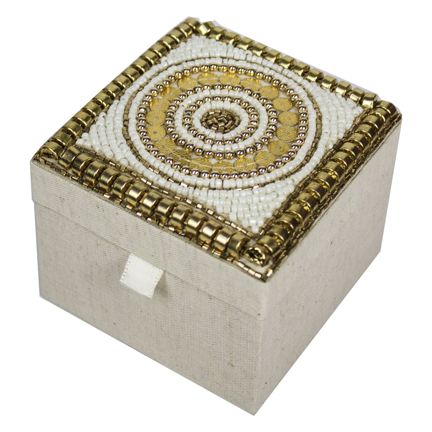 Beige Embroidered Jewellery Box