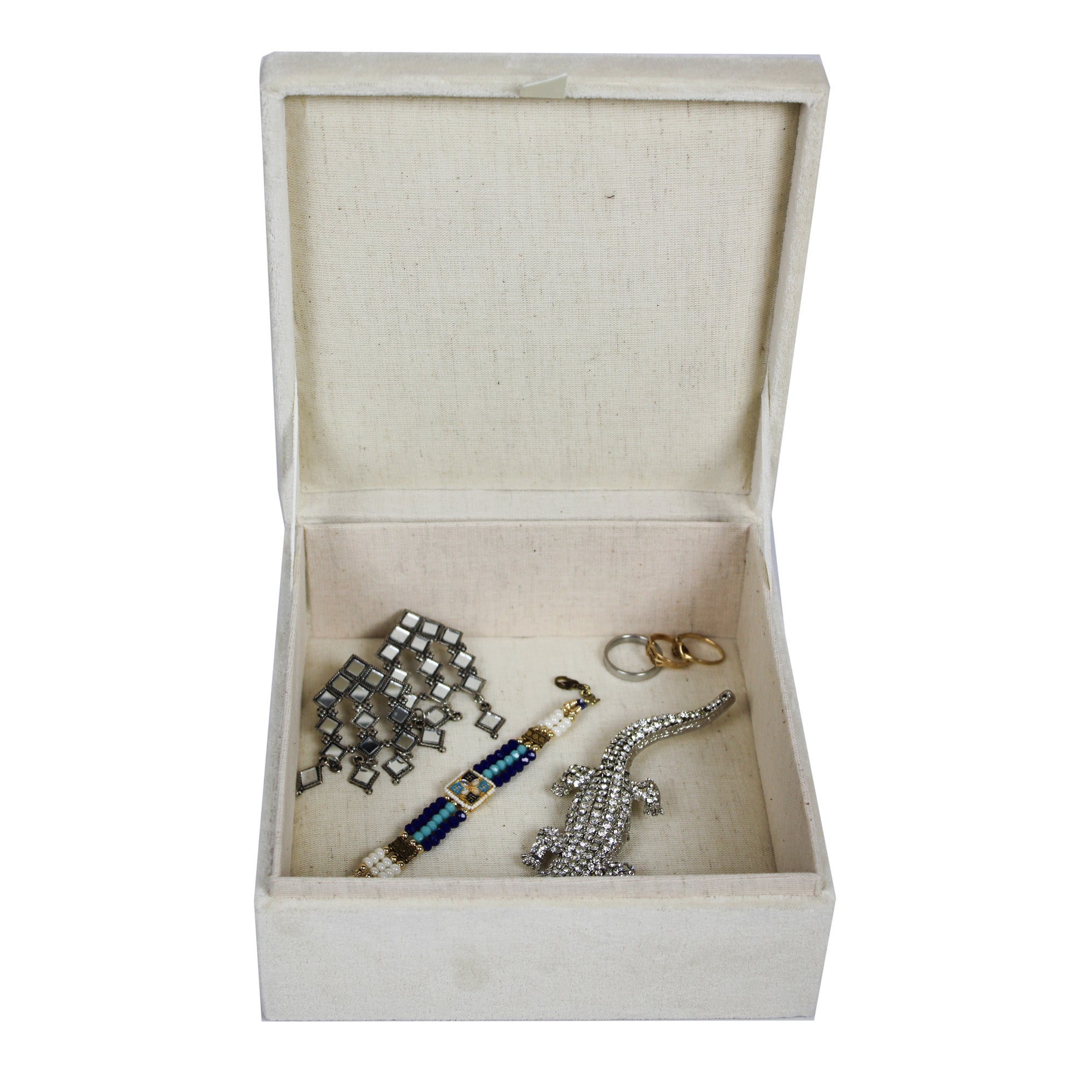 Beige Embroidered Jewellery Box