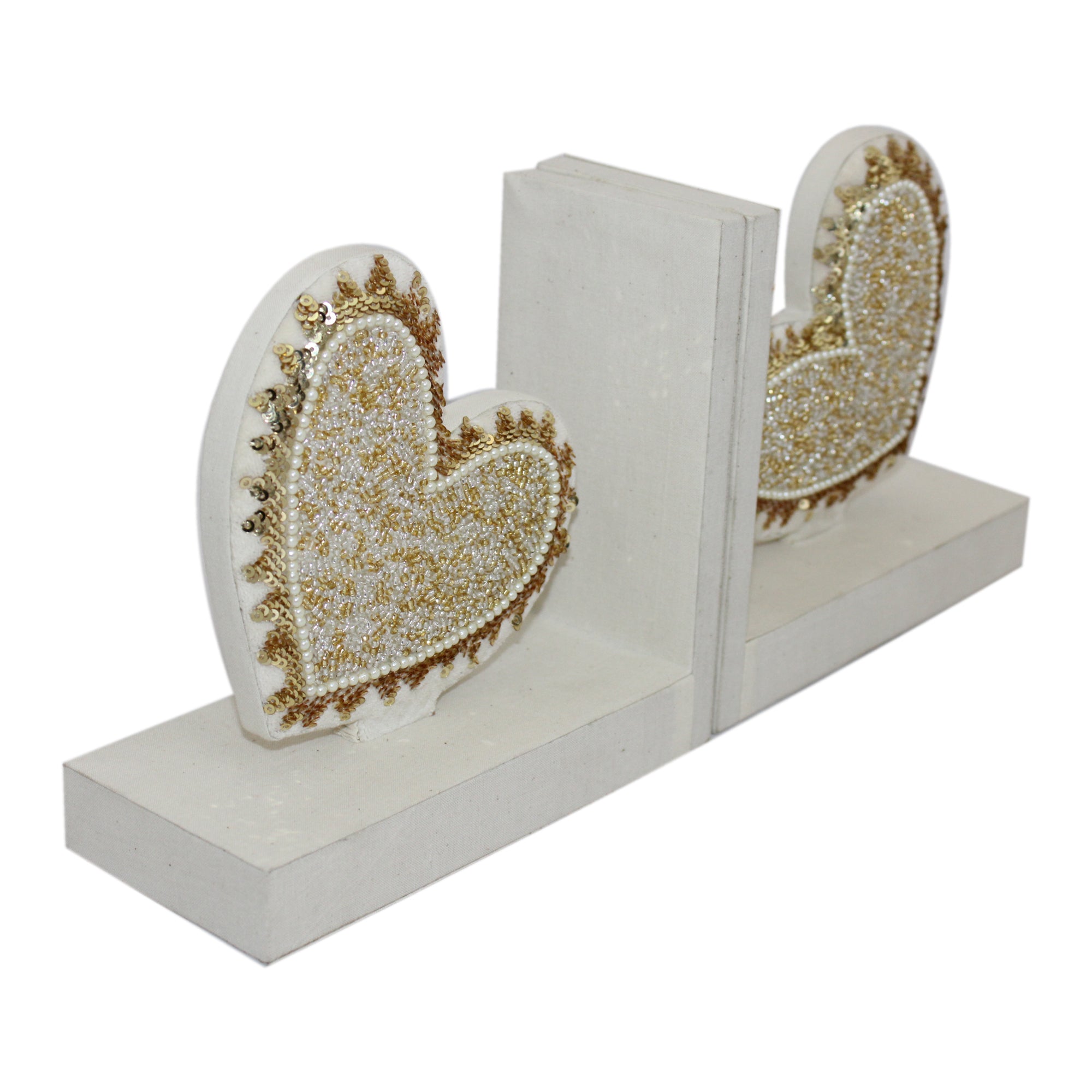 Beautiful Sequin Heart Design Bookends (Set of 2 Pieces)