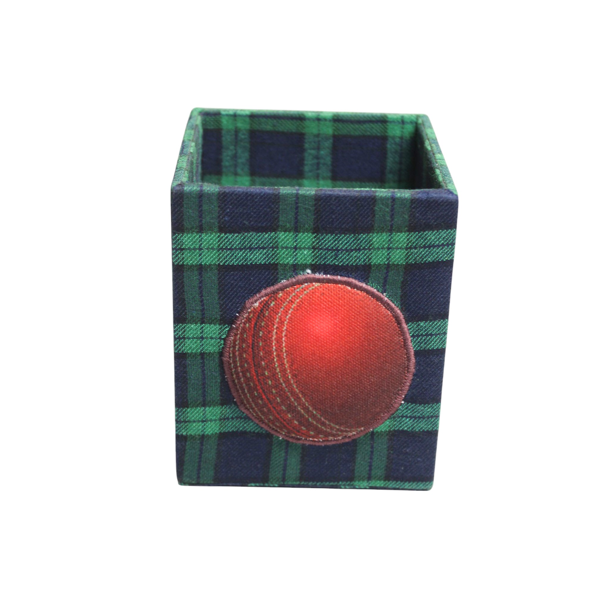 Premium Glass Pen Holder with Cricket Design