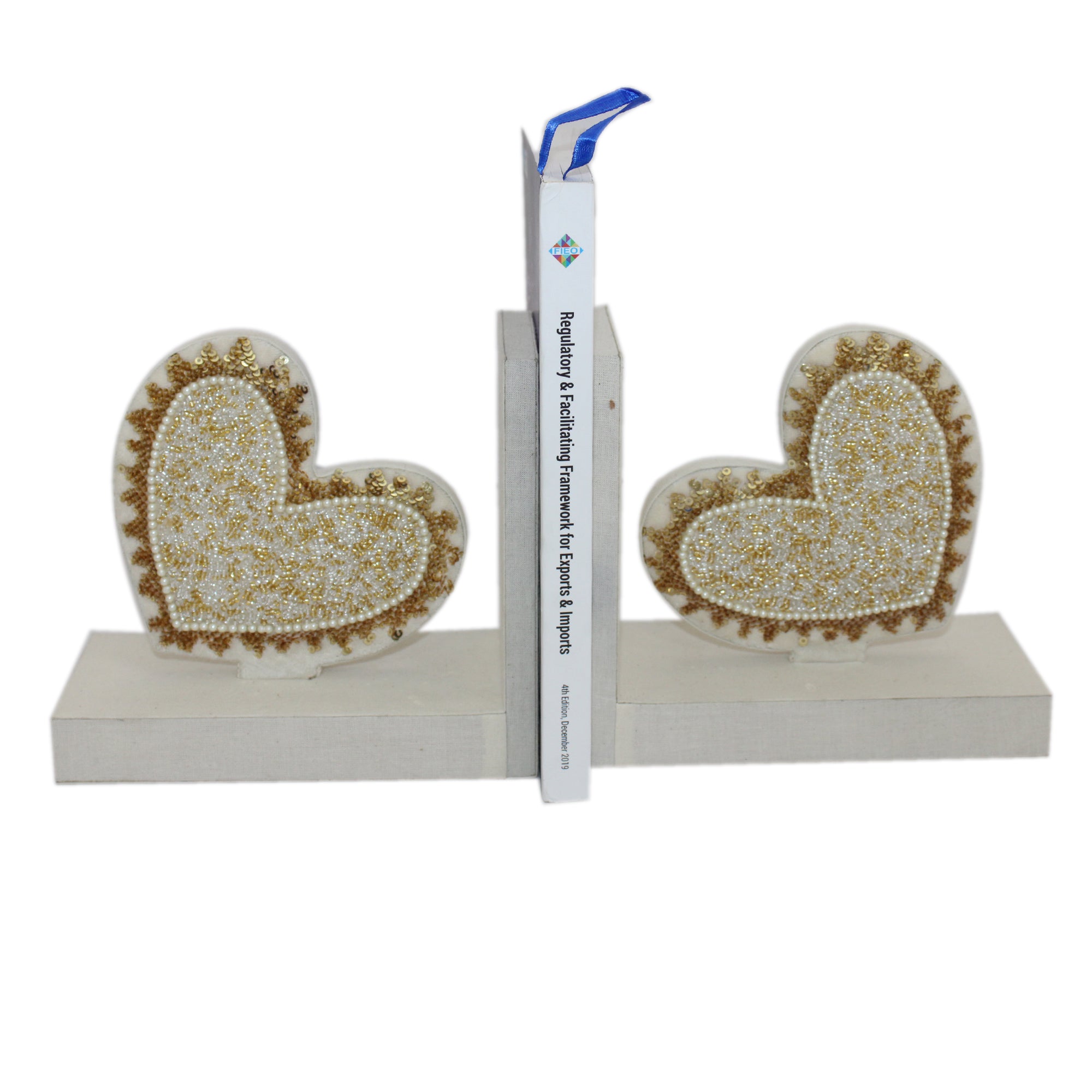 Beautiful Sequin Heart Design Bookends (Set of 2 Pieces)