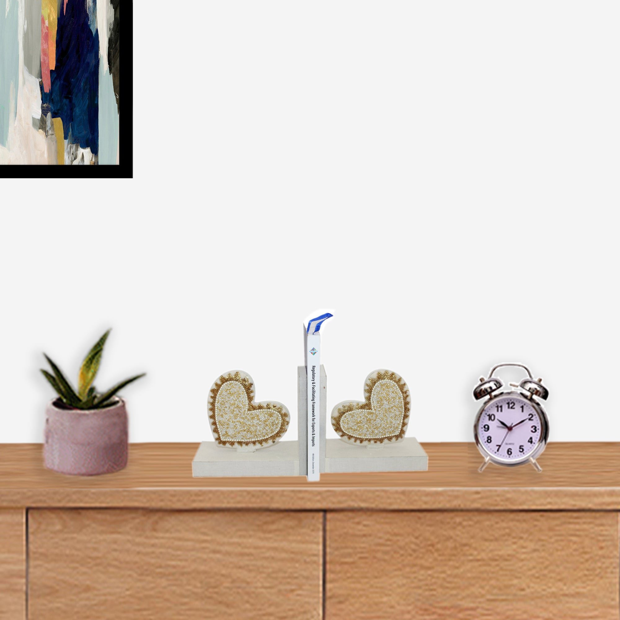 Beautiful Sequin Heart Design Bookends (Set of 2 Pieces)