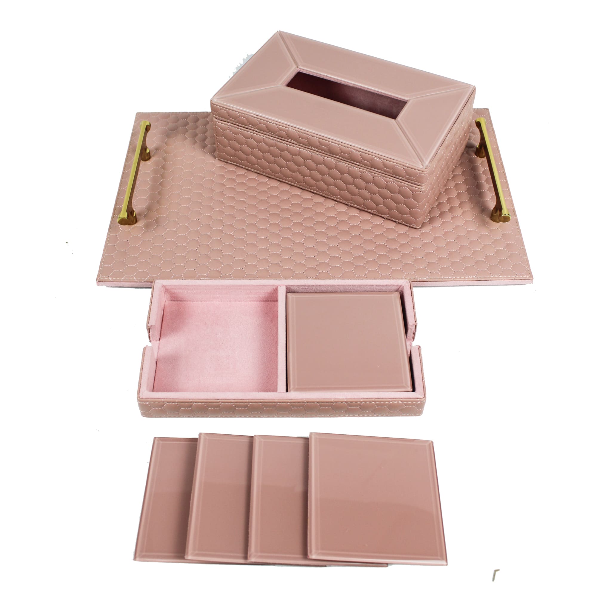 Pink Mirror Hamper for Gifting (Contains: 3 Articles)