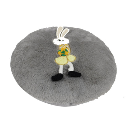 Embroidered Bunny Fur Cushion