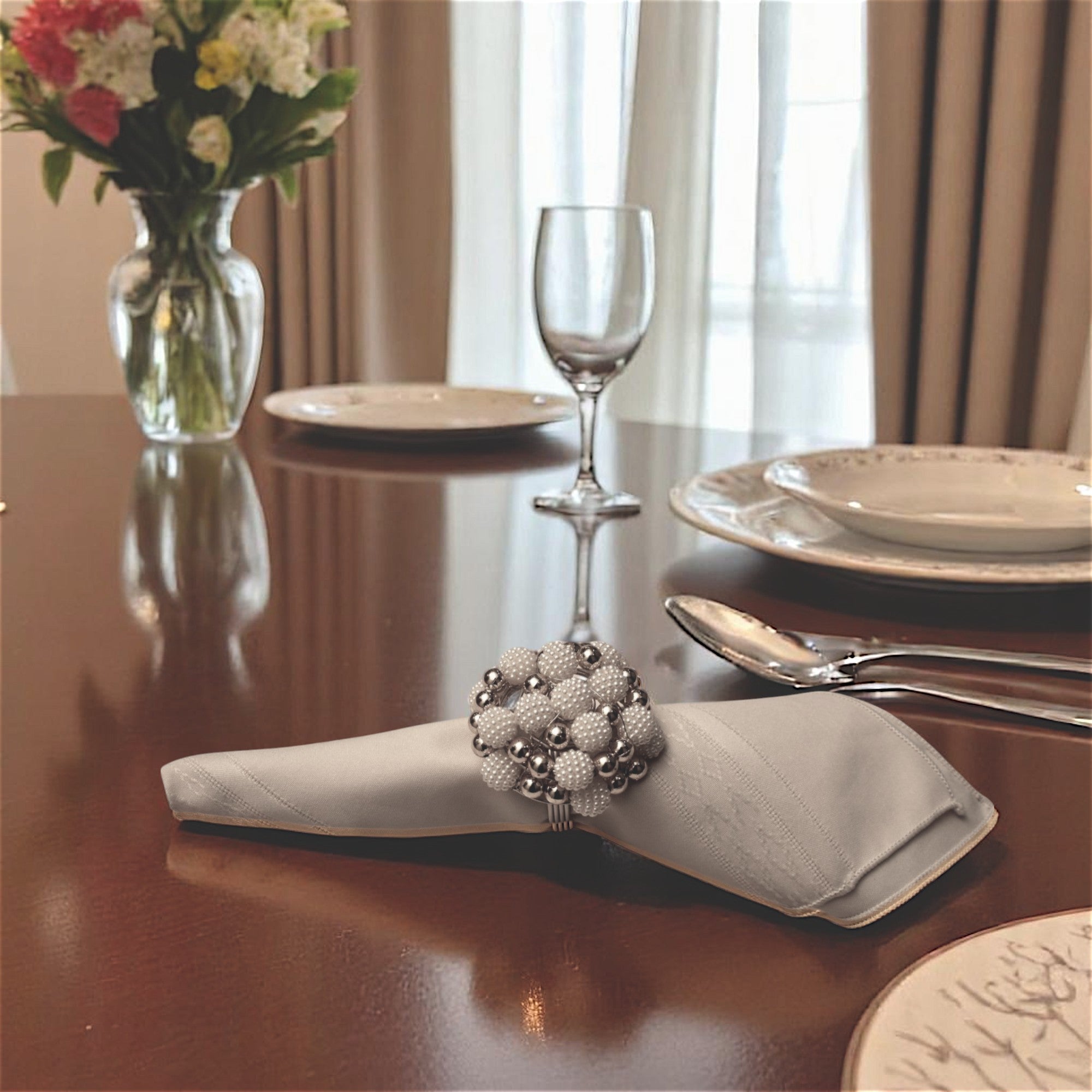 Beaded Napkin Ring Set of Four