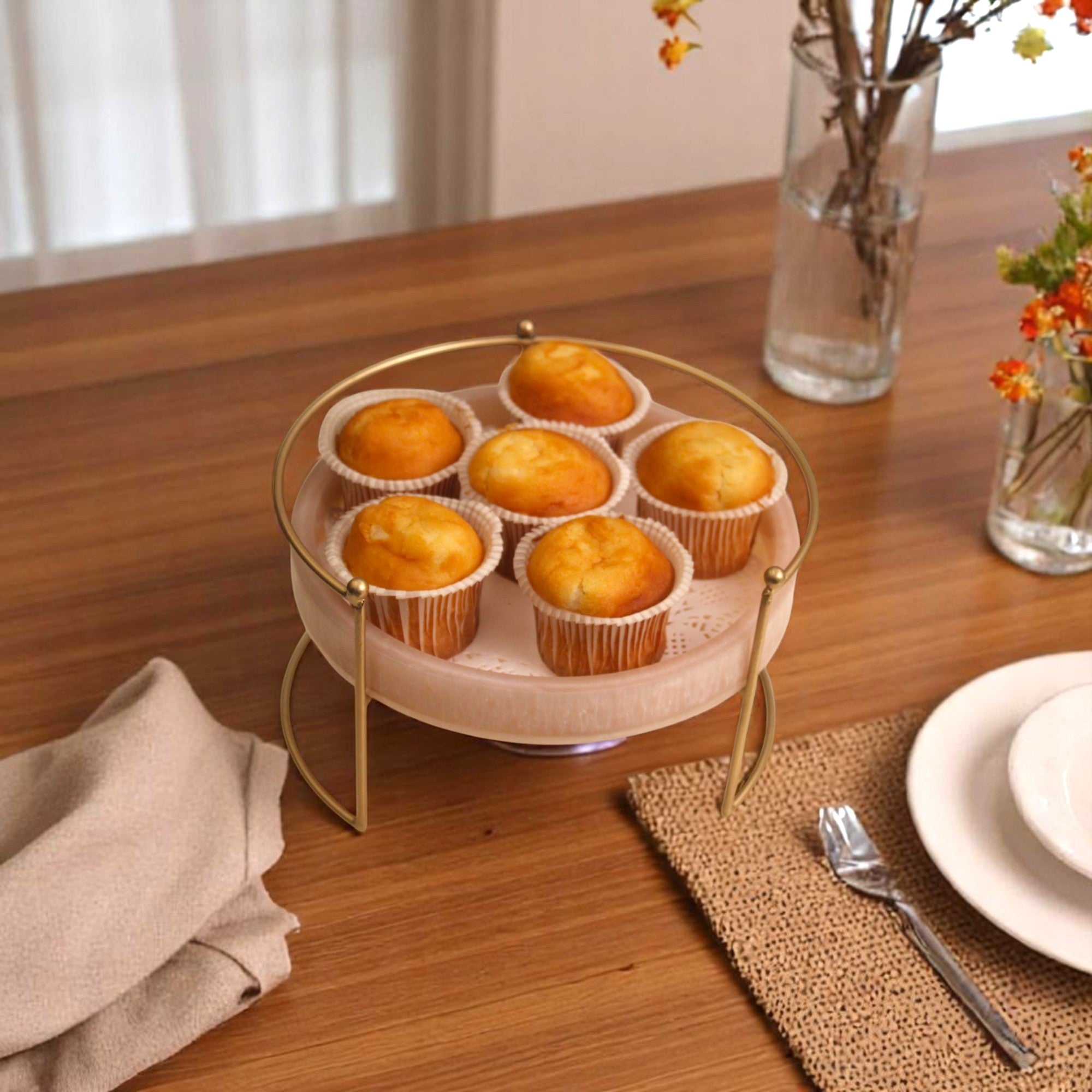 Metal Serving Food Platter With Ivory Tray
