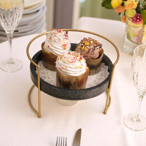 Metal Serving Food Platter with Dark Grey Tray