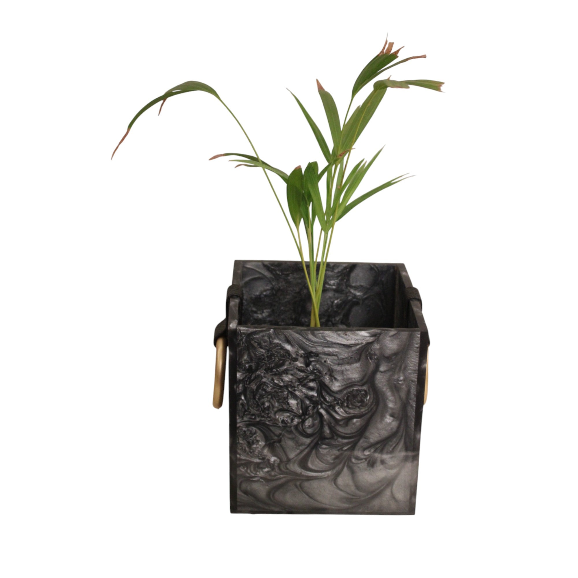 Black Resin Dustbin / Planter with Handles