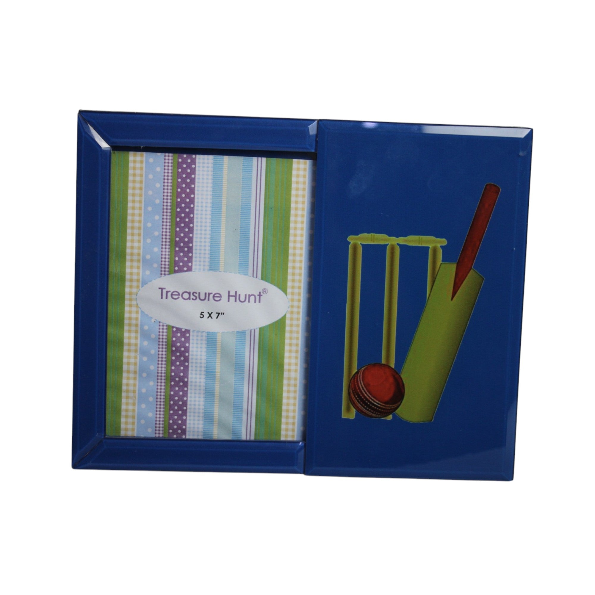 Premium Blue Glass Photo Frame with Cricket Design