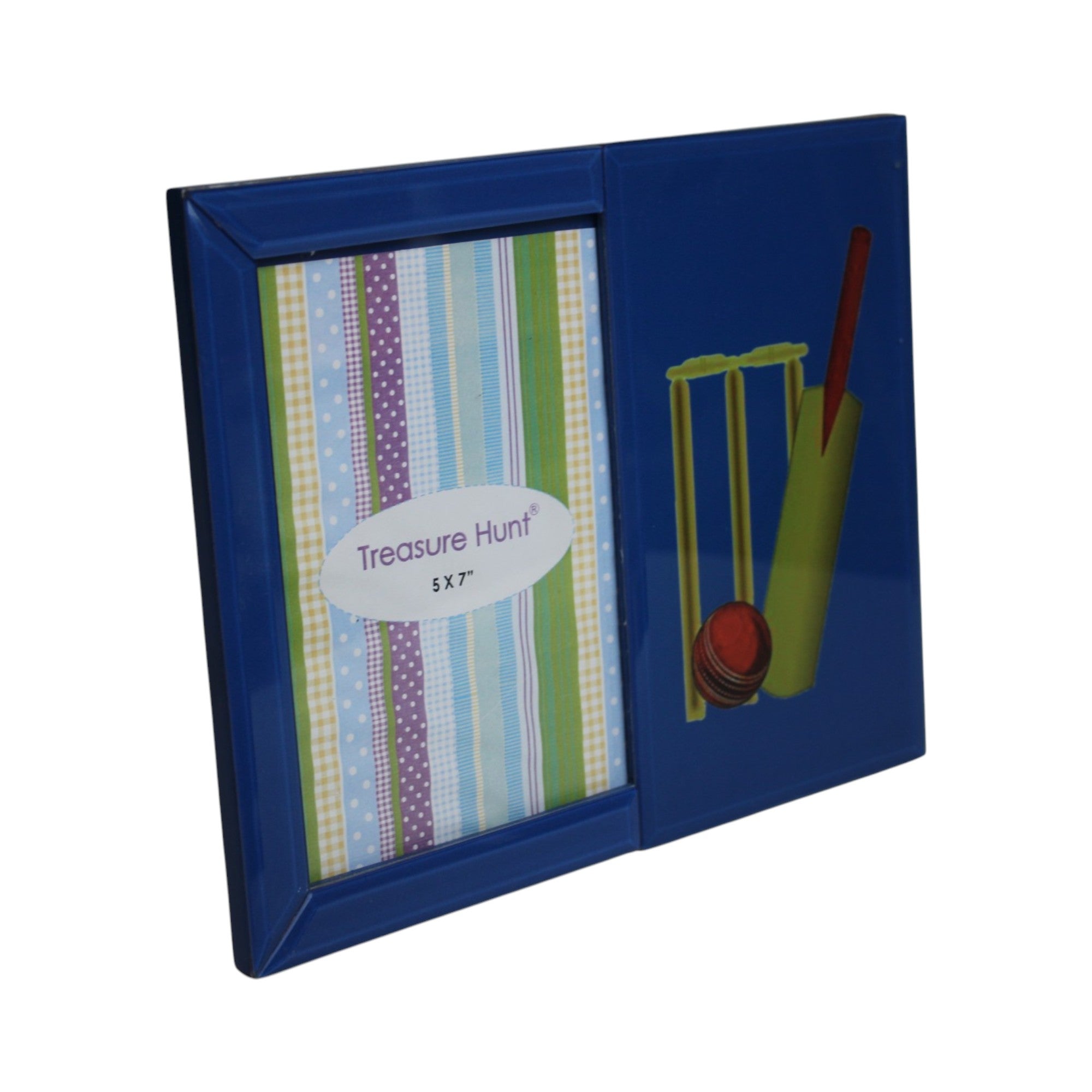 Premium Blue Glass Photo Frame with Cricket Design