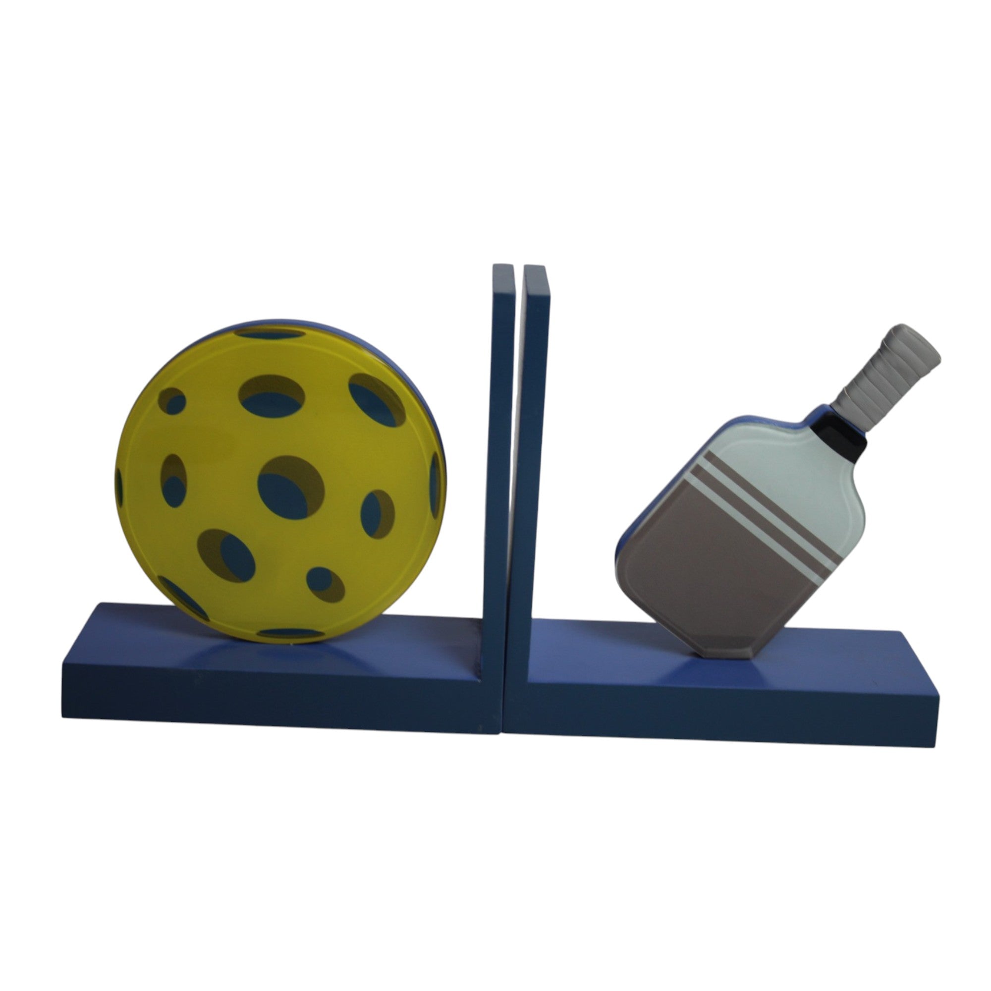 Premium Glass Bookends with Pickle Ball Design