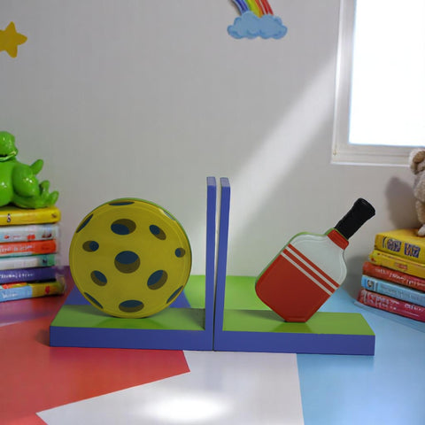 Premium Glass Bookends with Pickle Ball Design