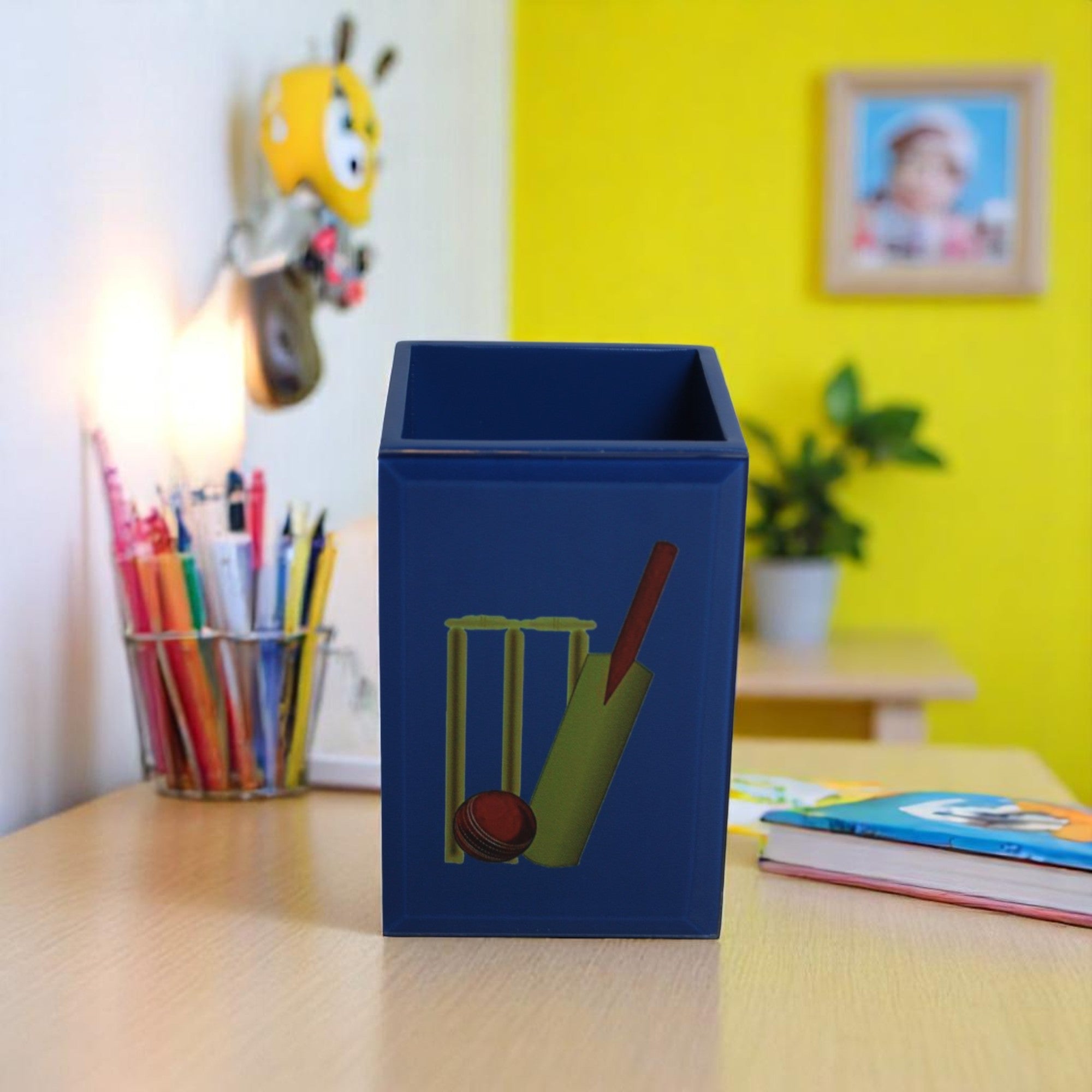 Premium Glass Pen Holder with Cricket