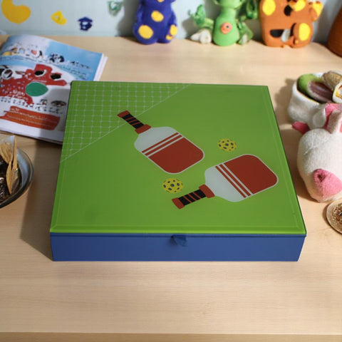 Premium Glass Stationery Organizer with Pickle Ball Design