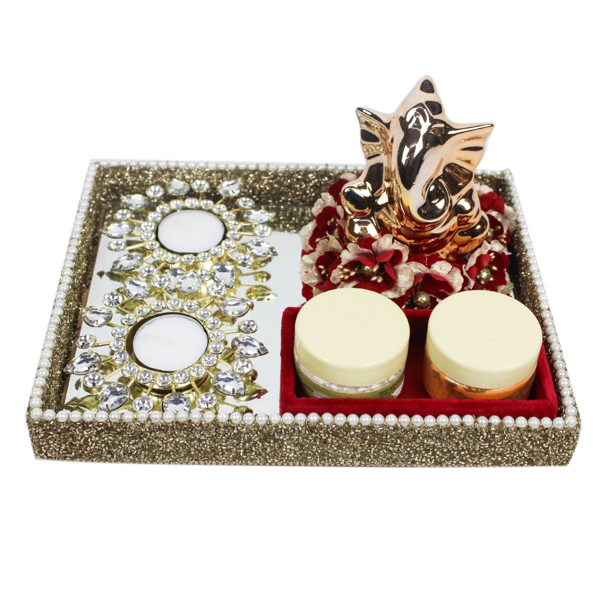 Premium Lord Ganesh with T-lights & Candles Hamper for Diwali Gifts