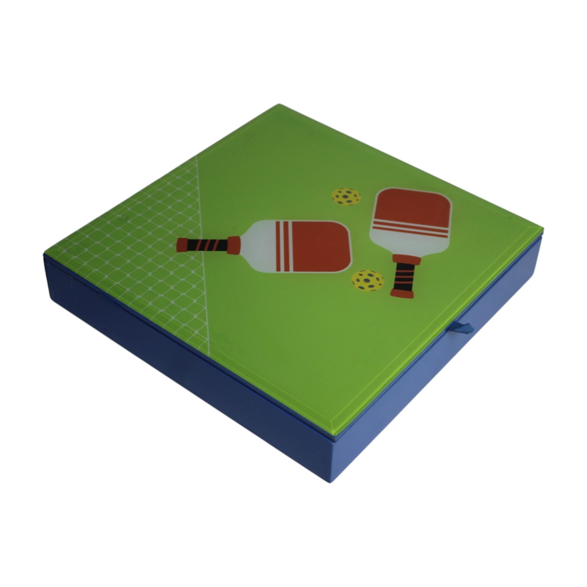 Premium Glass Stationery Organizer with Pickle Ball Design