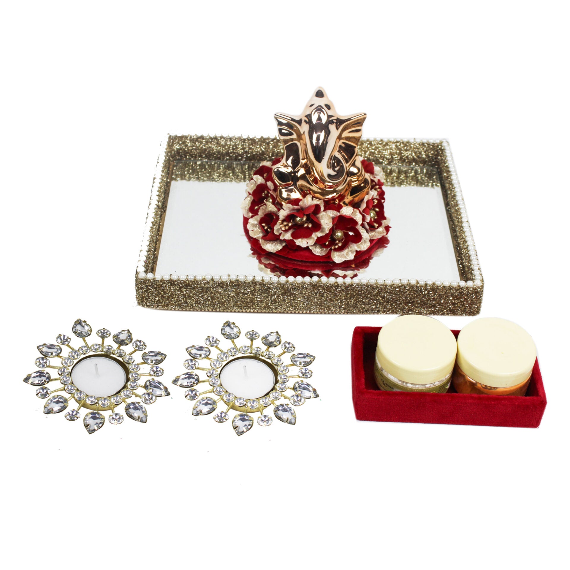 Premium Lord Ganesh with T-lights & Candles Hamper for Diwali Gifts