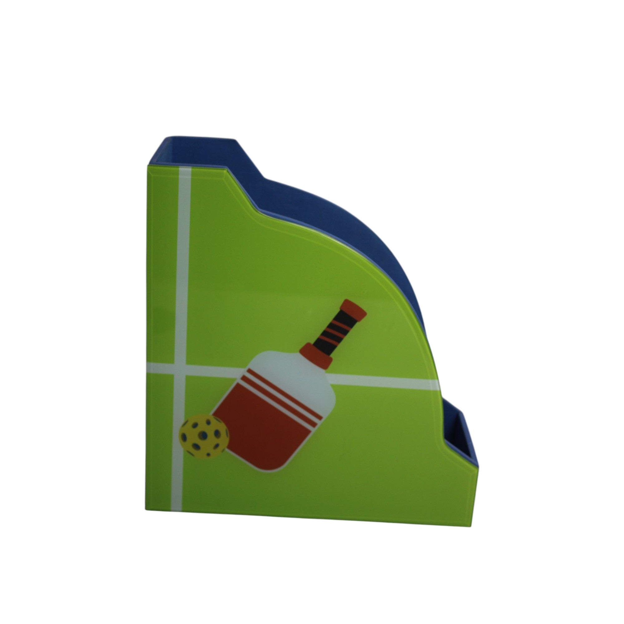 Premium Glass Magazine Holder with Pickle Ball Design