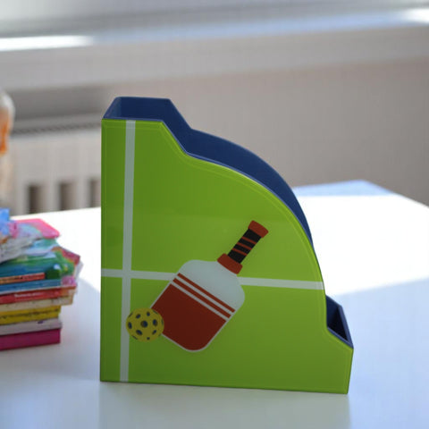 Premium Glass Magazine Holder with Pickle Ball Design