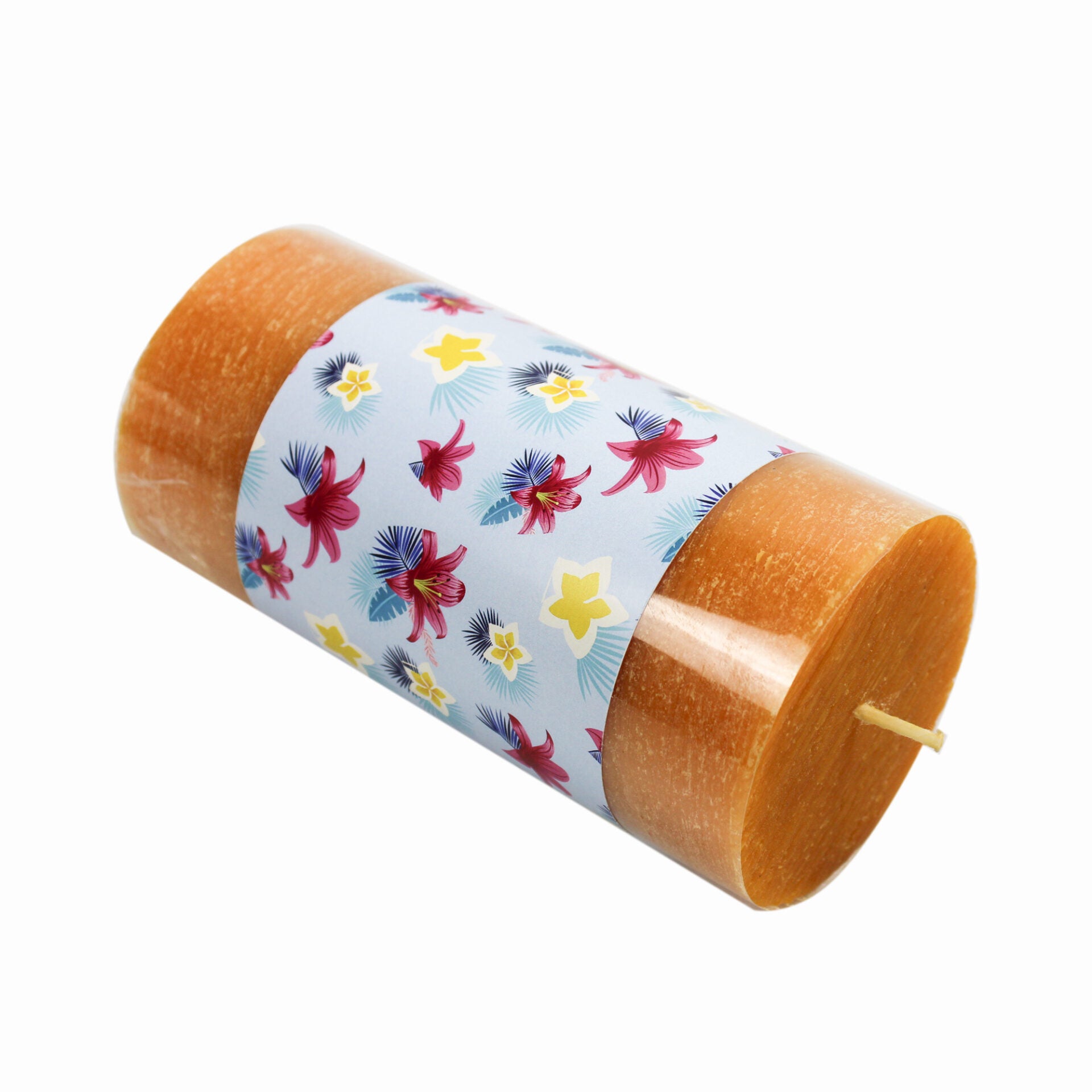 Beige Brushed Textured Pillar Candle Large for Gift & Home Decor