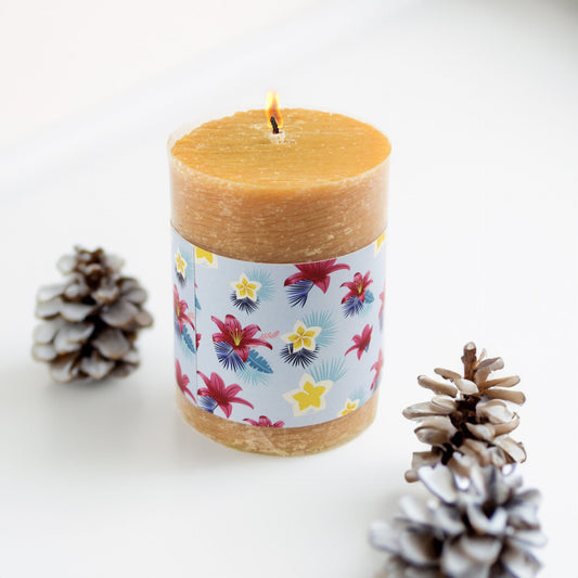 Brushed Texture Pillar Candle Small Mogra for Gift & Home Decor