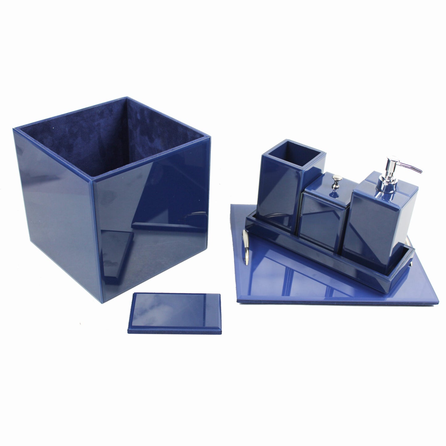 Blue Mirror Bath Set of 7 Pcs.