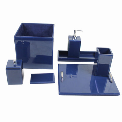 Decorative Bathroom Set of 7 Pieces for Modern Homes (Blue Glass)