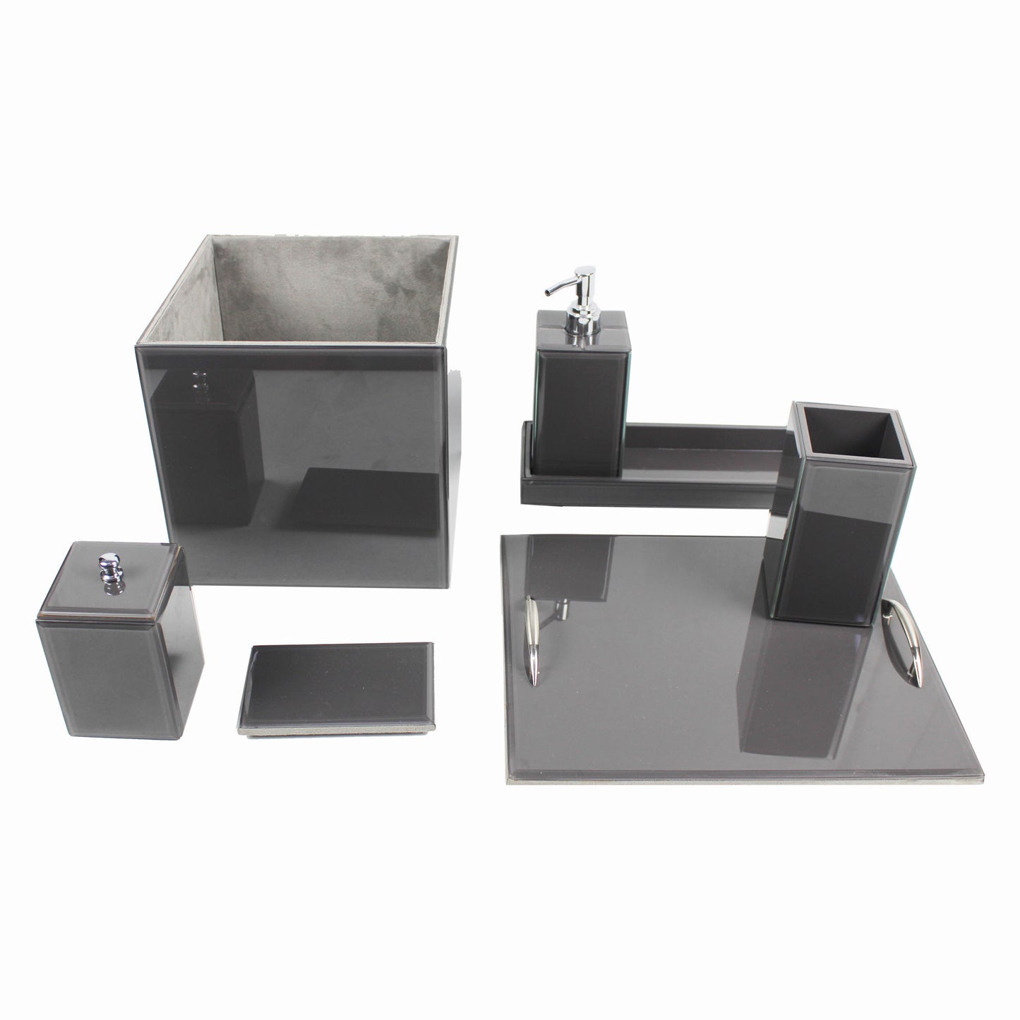 Grey Mirror Bath Set of 7 Pcs.