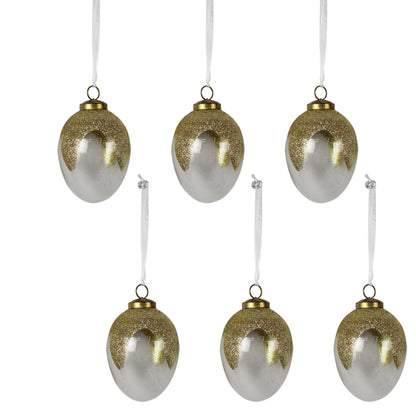 Set of 6 Oval Shaped Christmas Hanging Ornaments