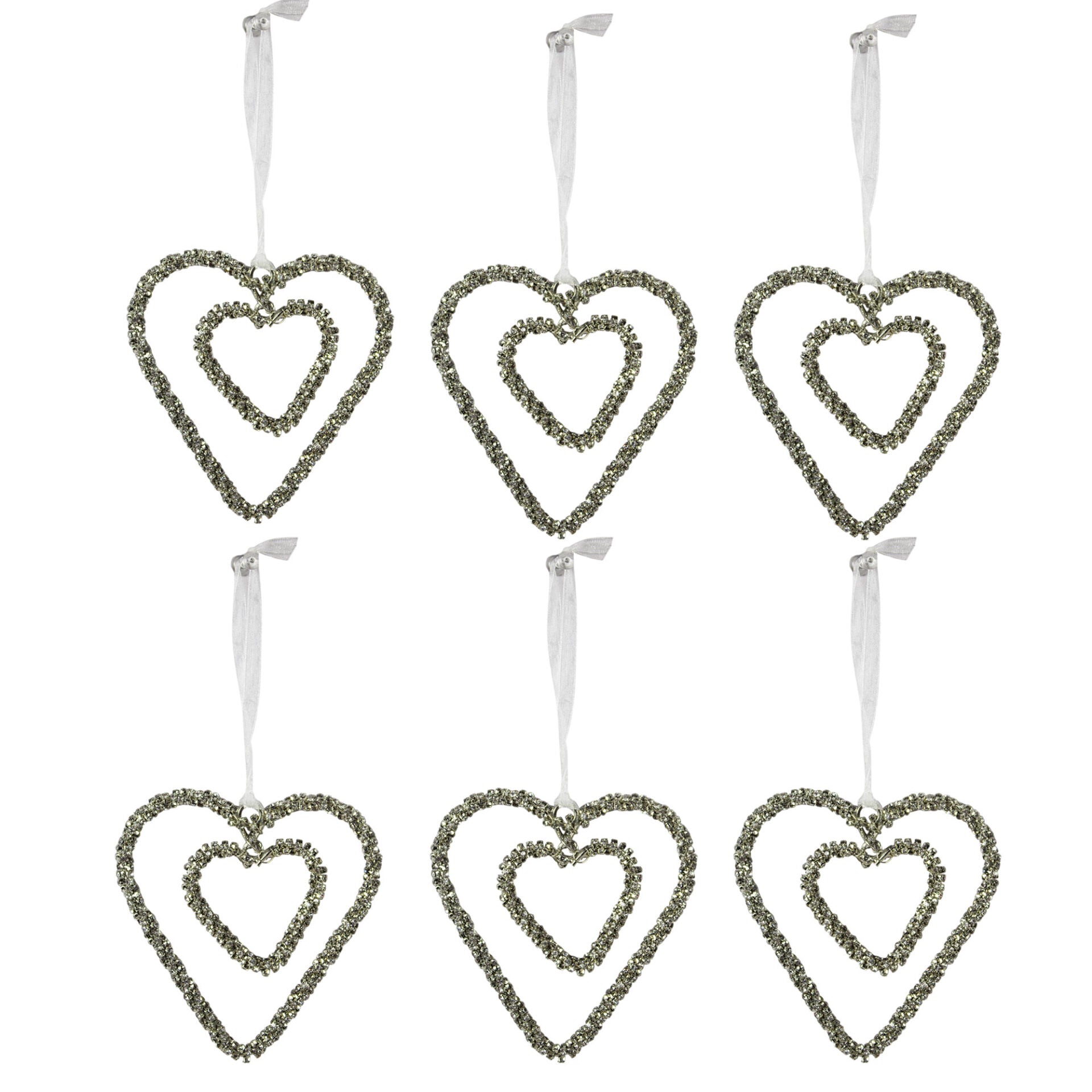 Set of 4 Beaded Heart Shaped for Christmas Decoration