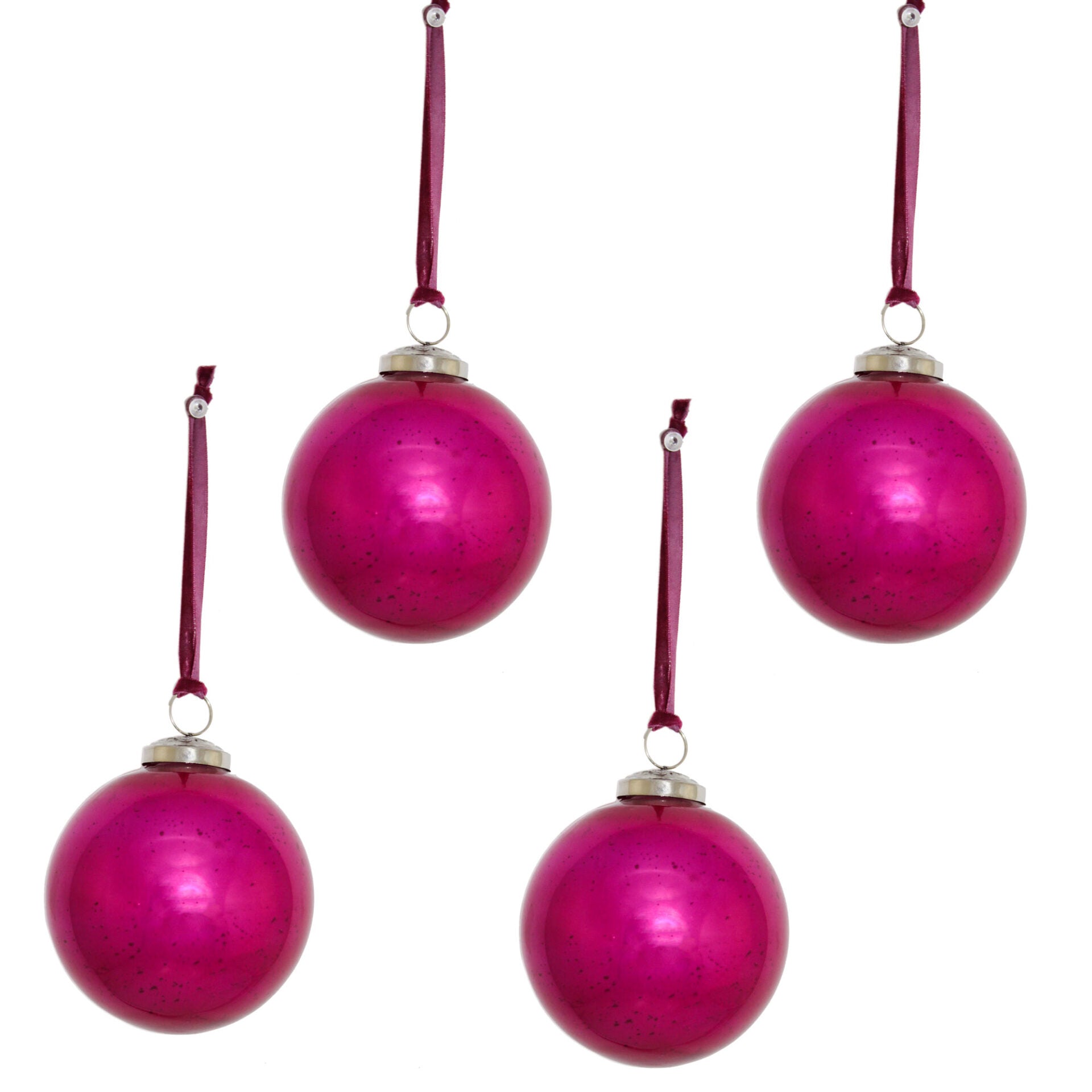 Set of 4 Pink Glass Christmas Tree Decorative Balls