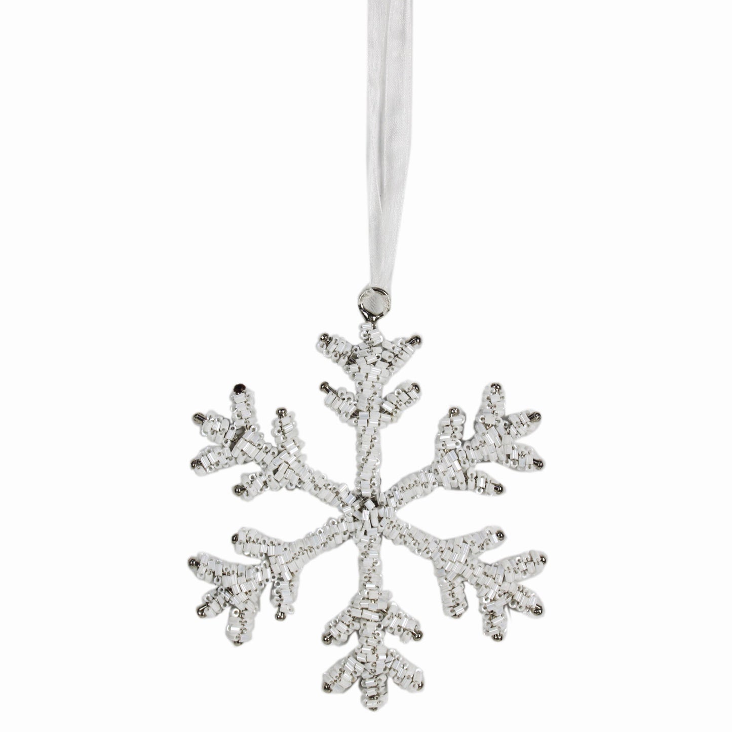 Set of 6 Beaded Snowflake for Christmas Tree Decoration