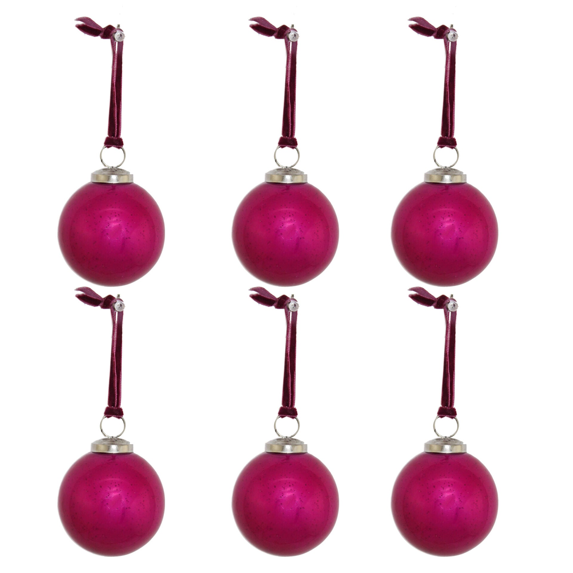 Set of 6 Pink Glass Christmas Tree Decorative Balls
