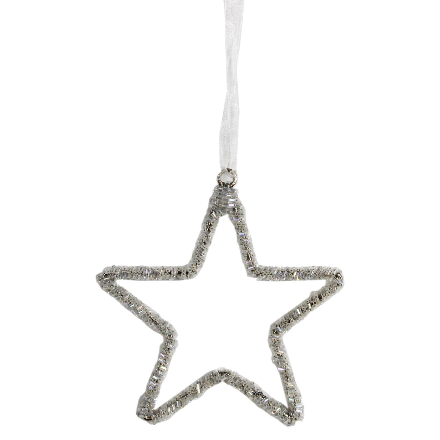 Set of 2 Beaded Star Shaped Christmas Tree Decoration