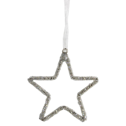 Set of 2 Beaded Star Shaped Christmas Tree Decoration