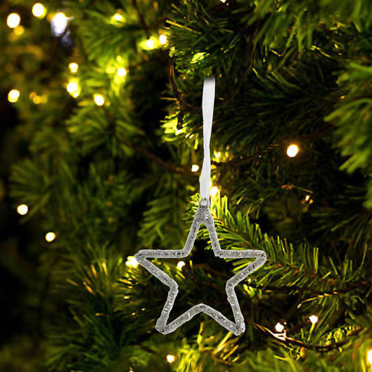 Set of 2 Beaded Star Shaped Christmas Tree Decoration