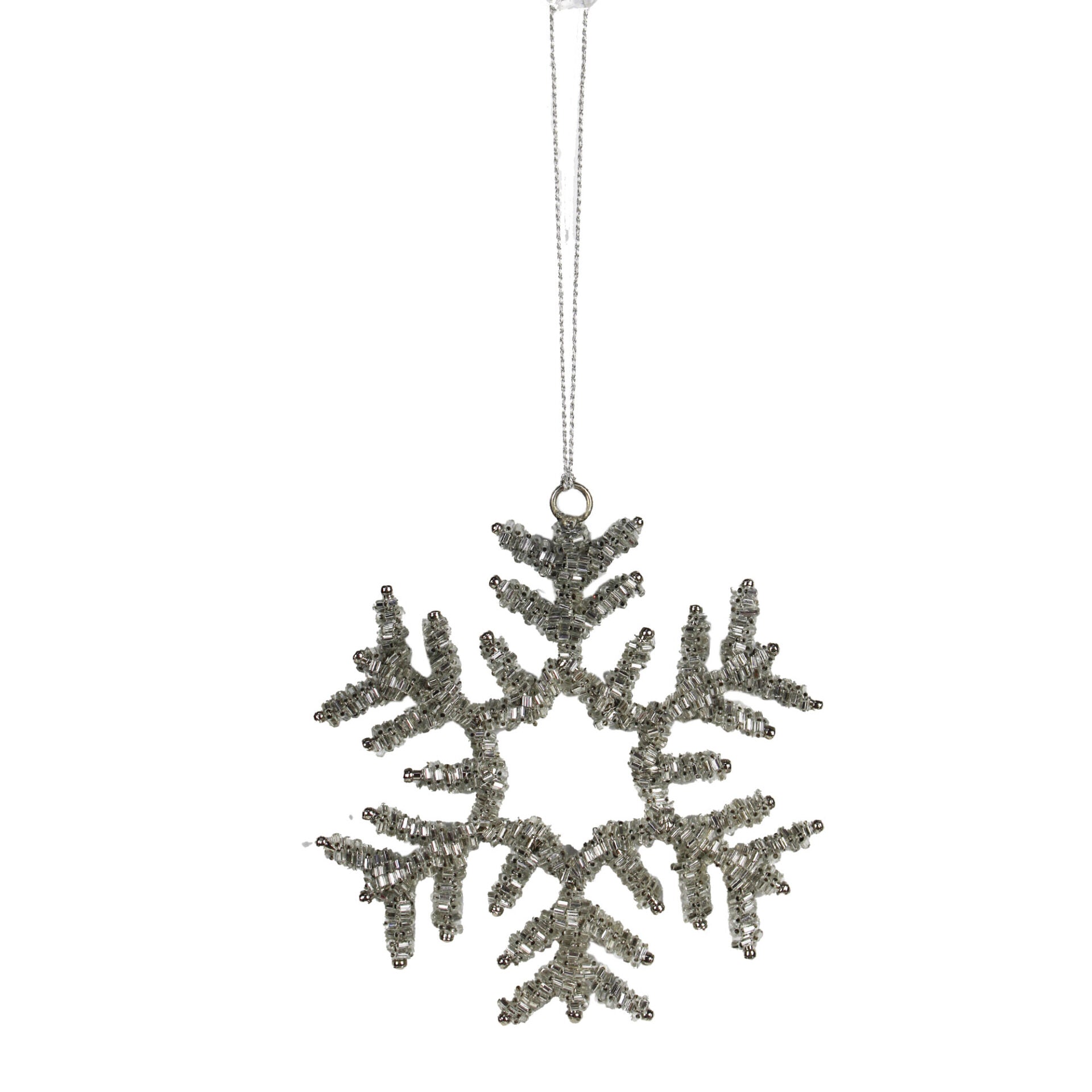 Set of Beaded 4 Snowflake Design Christmas Hanging Ornaments