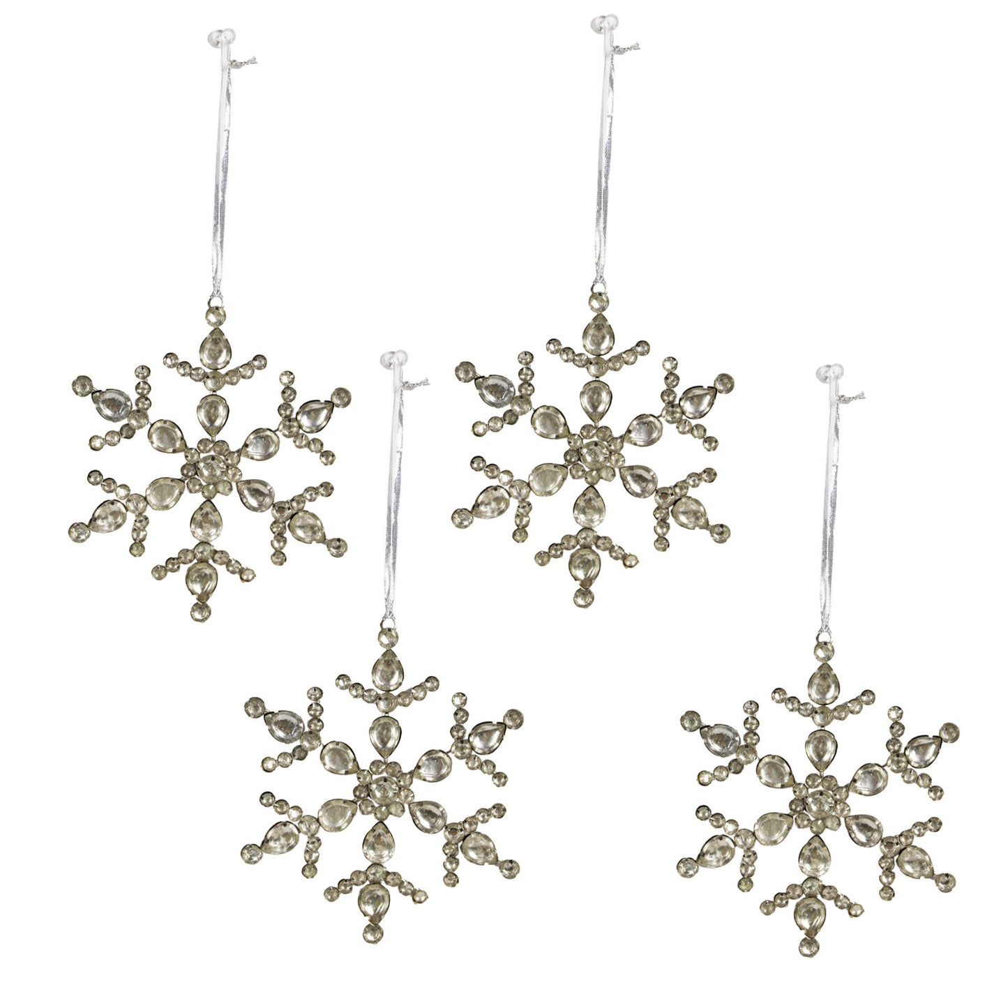 Set of 4 Jewelled Hanging Ornaments Christmas Tree Decoration