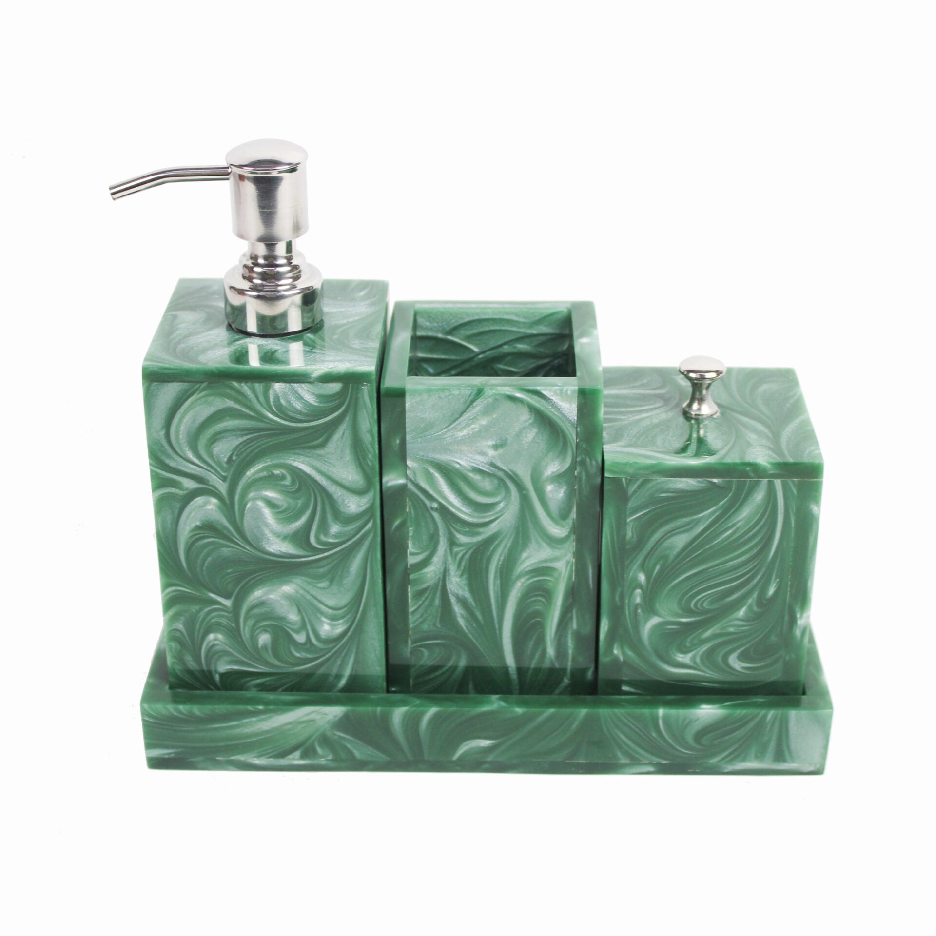 Green Modern Bath Accessory for Luxury Bathrooms Set of Four