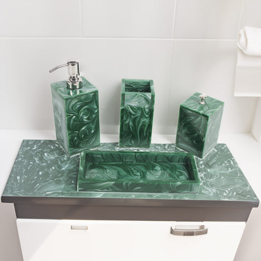 Emerald Green Resin Bath Set contains 4 Pcs.