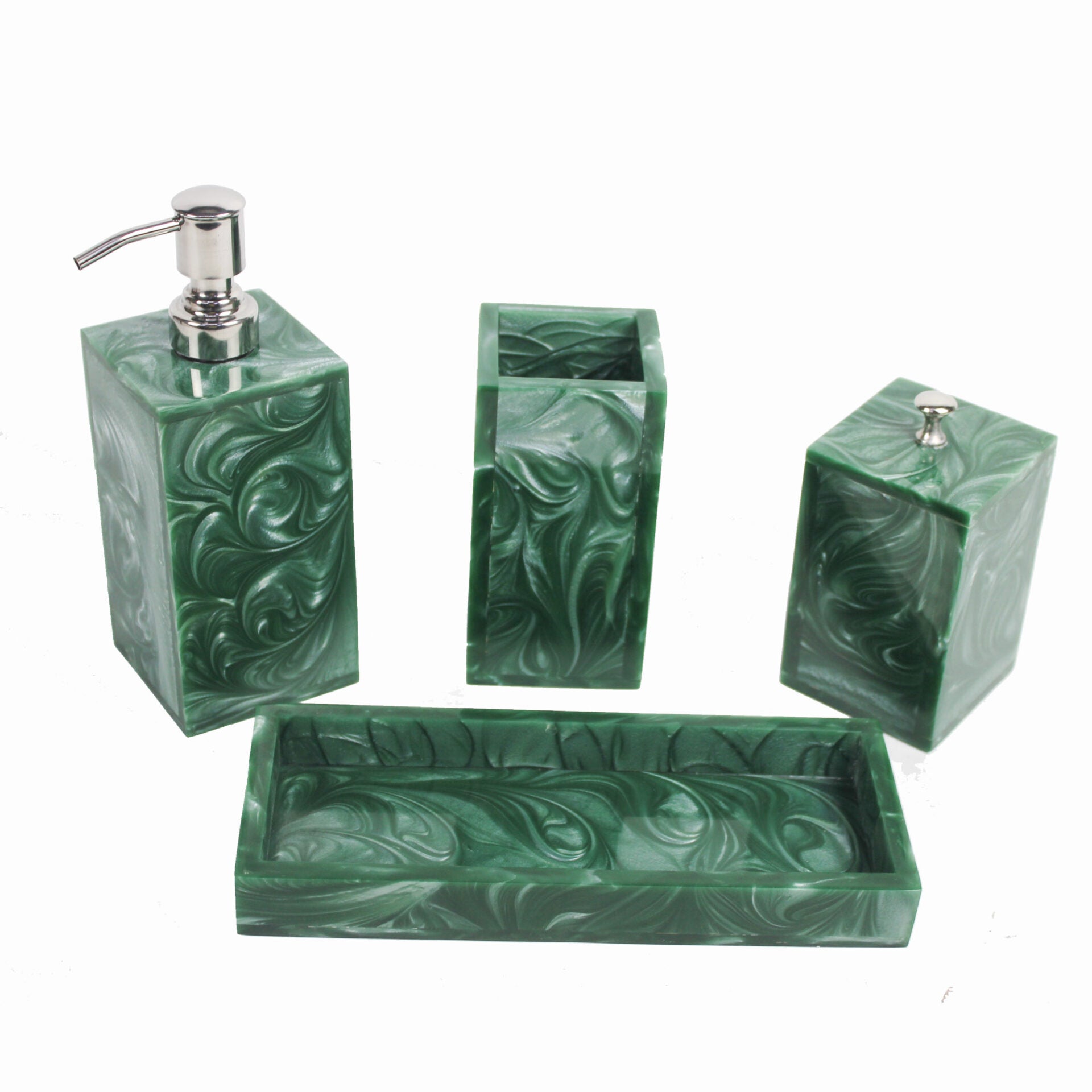Green Modern Bath Accessory for Luxury Bathrooms Set of Four